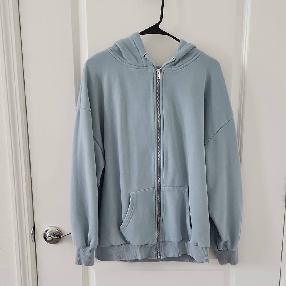 Light Blue Zip-Up Hoodie